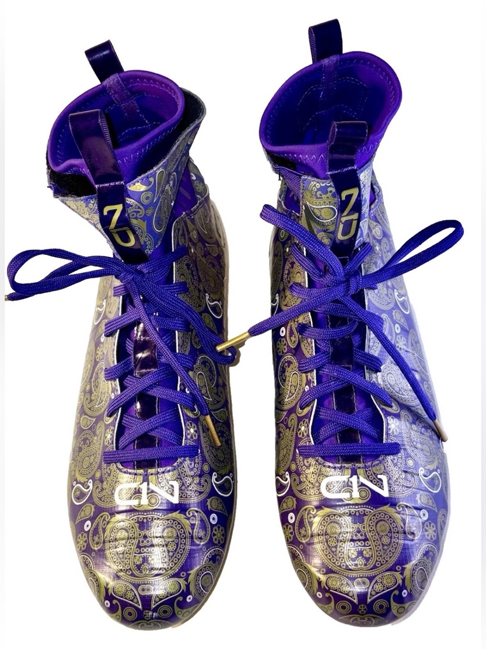 Under Armour C1N MC LE Purple Gold  Paisley Football Cleats Size 11.5
